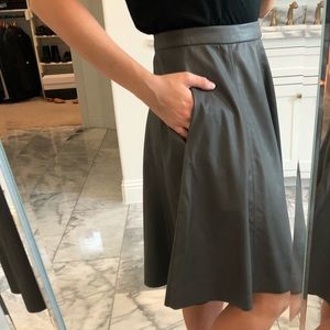 Grey faux leather A-line skirt